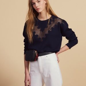 Sandro lace insert navy sweater